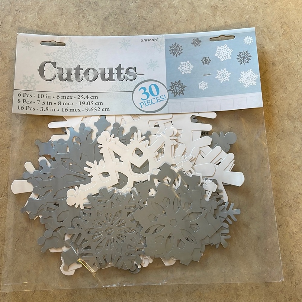 Christmas snowflake cut outs package of 30 New!